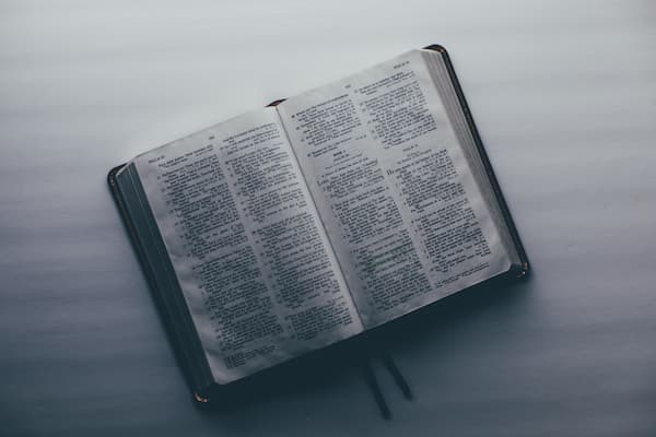 open bible on a table